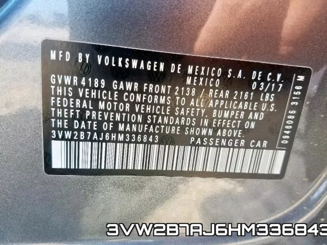 3VW2B7AJ6HM336843 фото 2