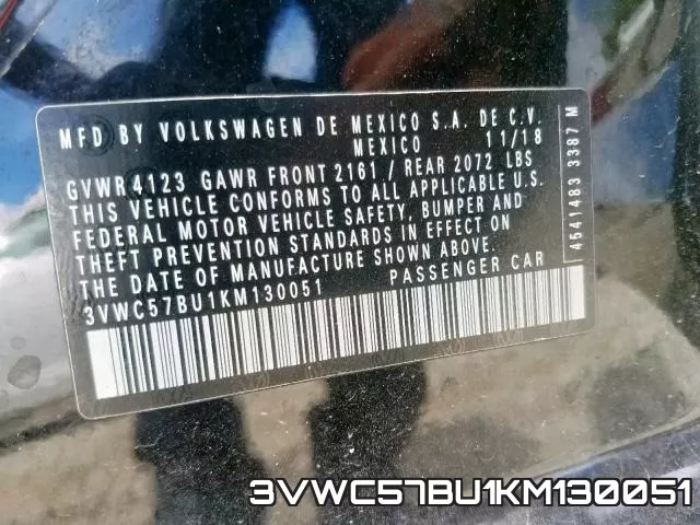3VWC57BU1KM130051 фото 2