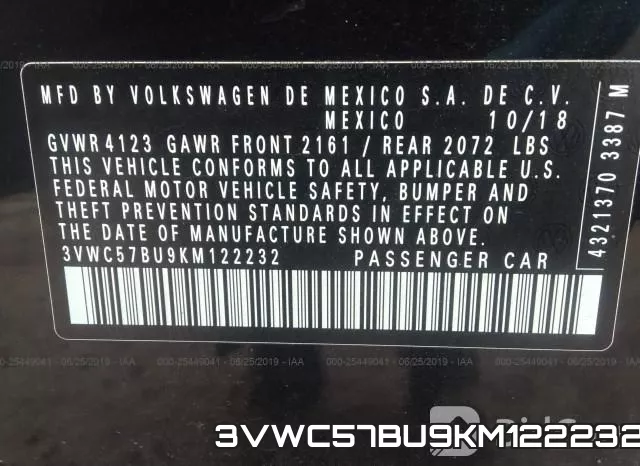 3VWC57BU9KM122232 фото 10