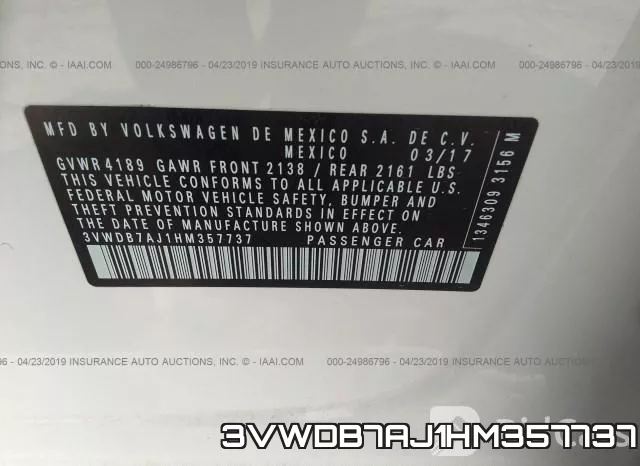 3VWDB7AJ1HM357737 фото 10