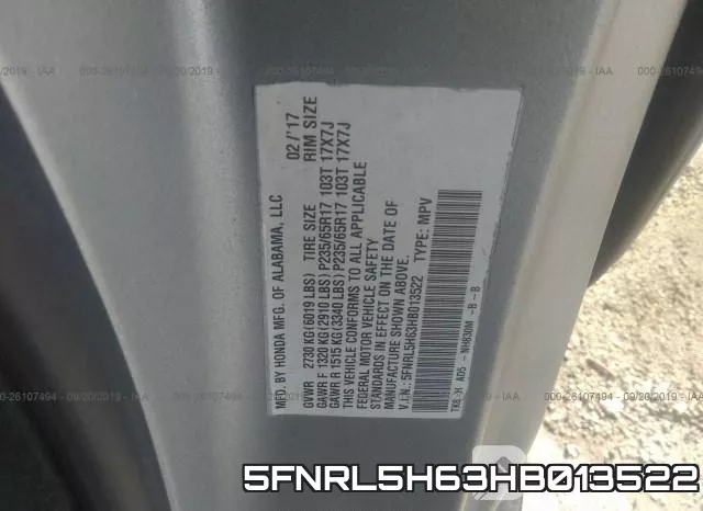 5FNRL5H63HB013522 фото 10