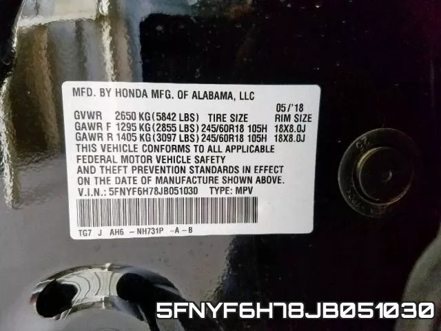 5FNYF6H78JB051030 фото 2