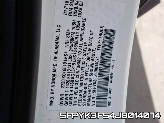 5FPYK3F54JB014074 фото 2