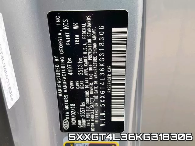 5XXGT4L36KG318306 фото 2