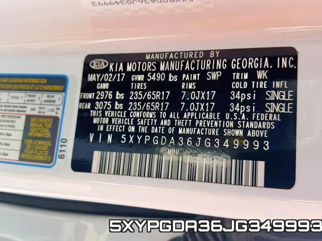 5XYPGDA36JG349993 фото 2