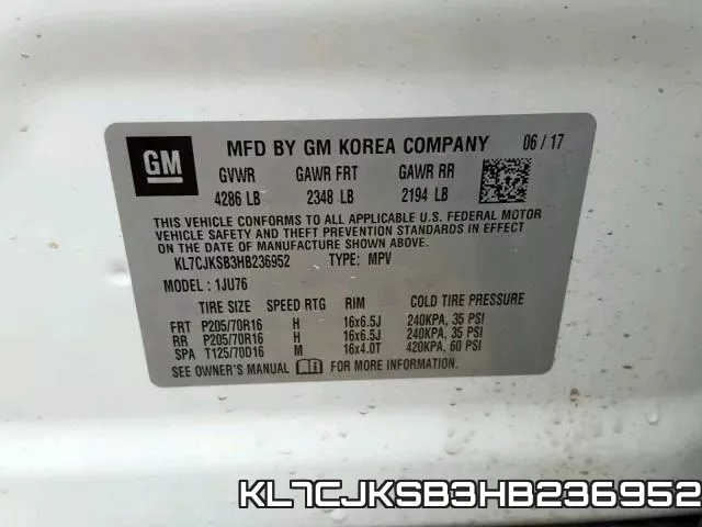 KL7CJKSB3HB236952 фото 2
