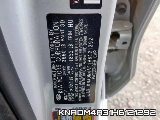 KNADM4A31H6121292 фото 2