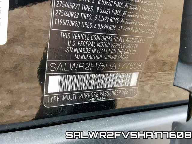SALWR2FV5HA177608 фото 2