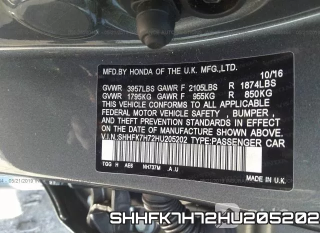 SHHFK7H72HU205202 фото 10