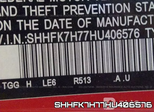 SHHFK7H77HU406576 фото 10