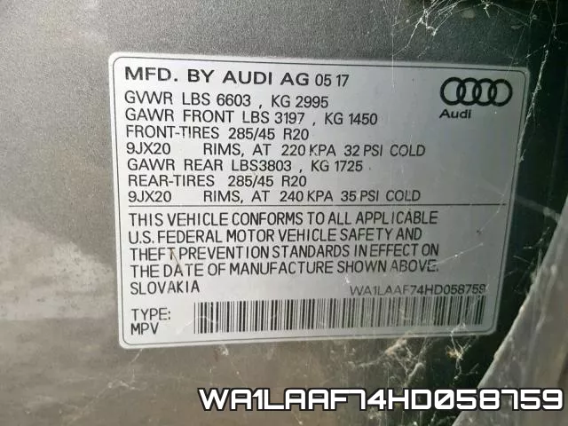 WA1LAAF74HD058759 фото 2