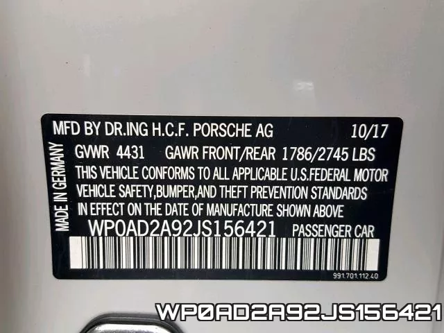 WP0AD2A92JS156421 фото 2