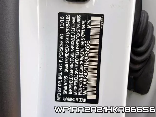 WP1AA2A21HKA86656 фото 2