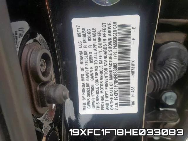19XFC1F78HE033083 фото 2