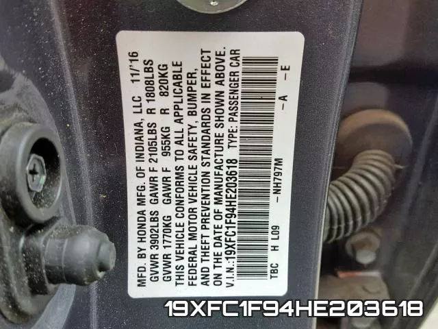 19XFC1F94HE203618 фото 2