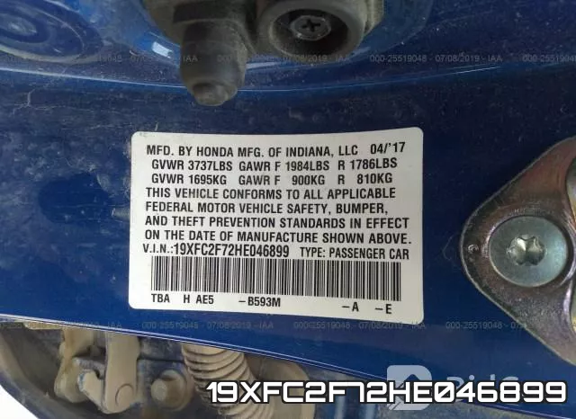 19XFC2F72HE046899 фото 10