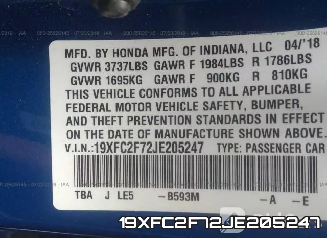 19XFC2F72JE205247 фото 10