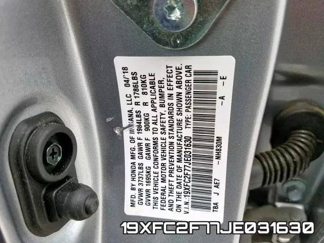 19XFC2F77JE031630 фото 2
