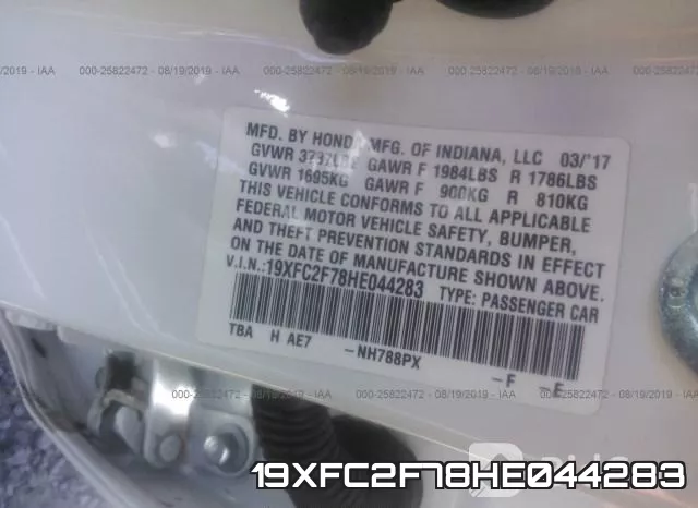 19XFC2F78HE044283 фото 10