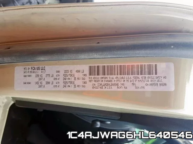1C4AJWAG6HL640546 фото 2