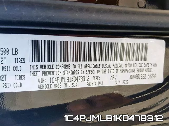 1C4PJMLB1KD478312 фото 2