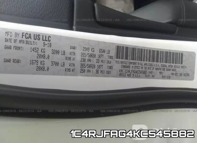 1C4RJFAG4KC545882 фото 9