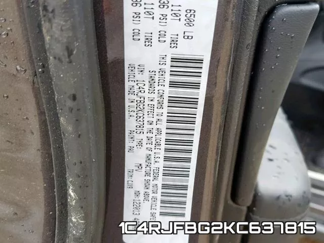 1C4RJFBG2KC637815 фото 2