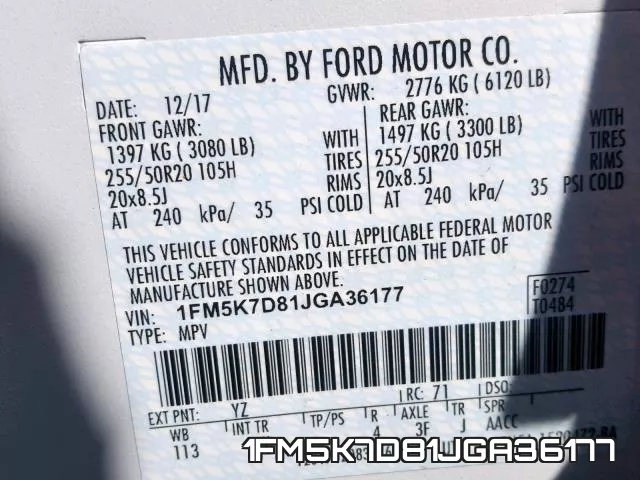 1FM5K7D81JGA36177 фото 2