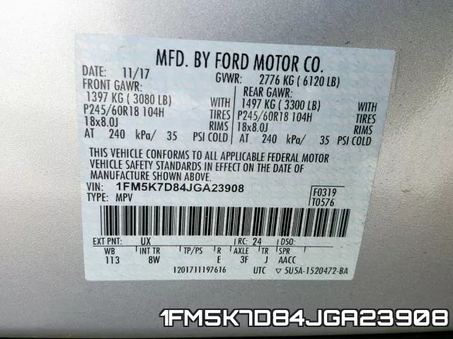 1FM5K7D84JGA23908 фото 2