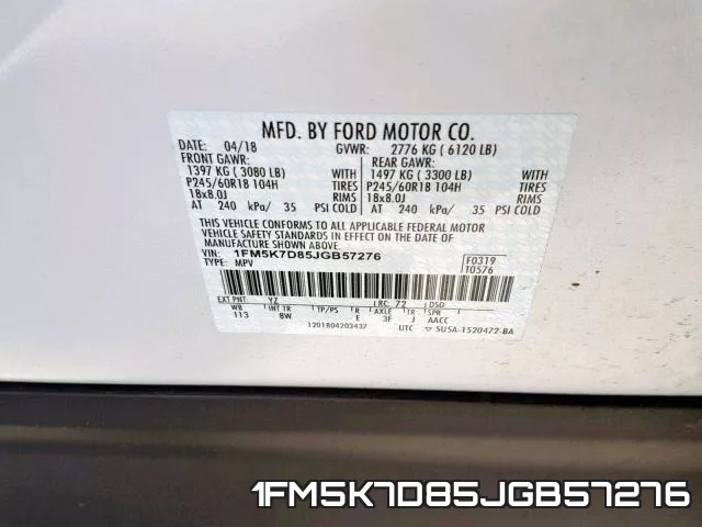 1FM5K7D85JGB57276 фото 2