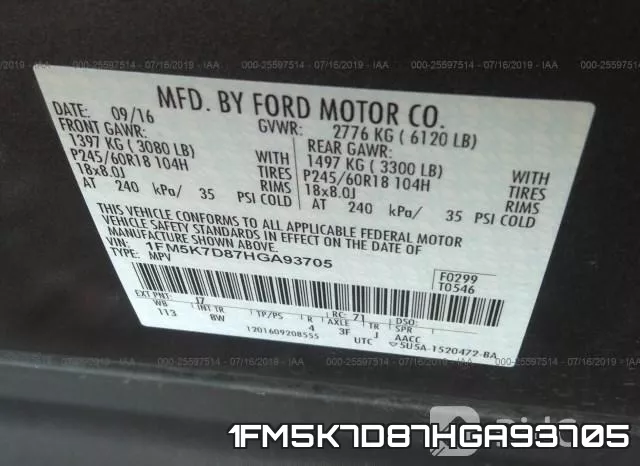 1FM5K7D87HGA93705 фото 10