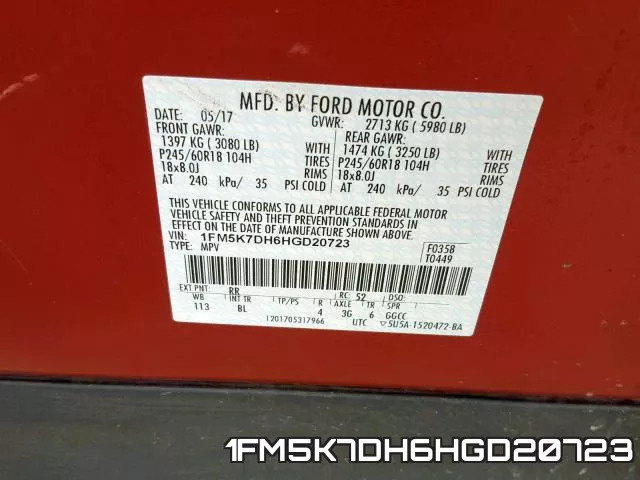 1FM5K7DH6HGD20723 фото 2