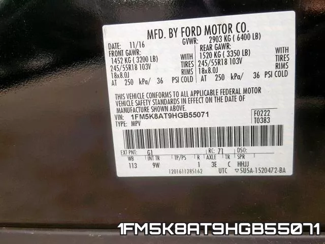 1FM5K8AT9HGB55071 фото 2