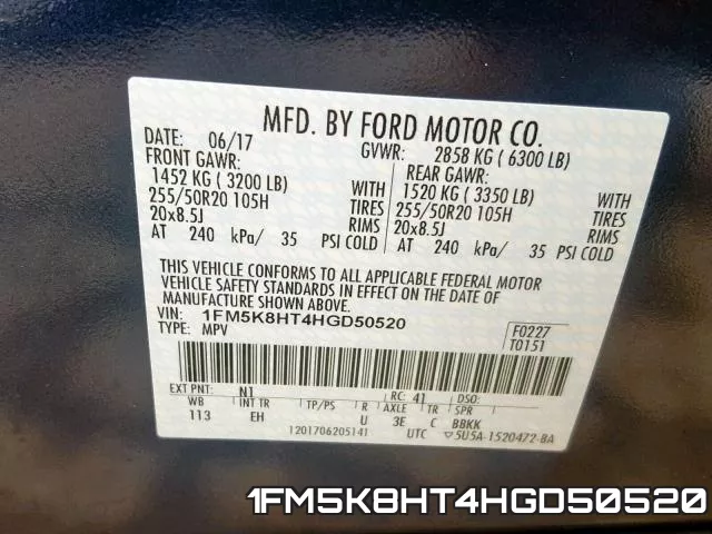 1FM5K8HT4HGD50520 фото 2