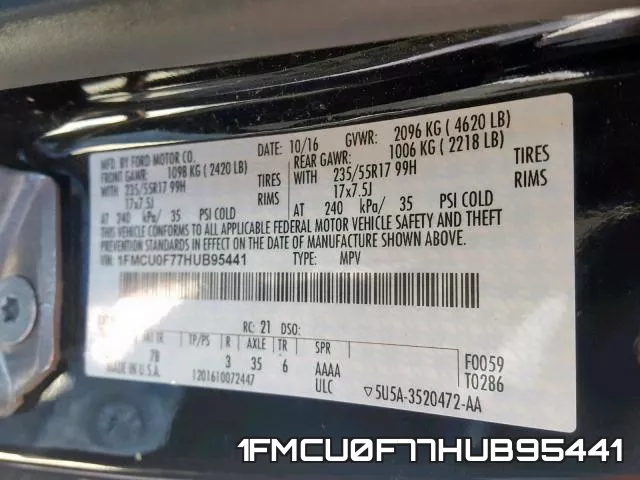 1FMCU0F77HUB95441 фото 2
