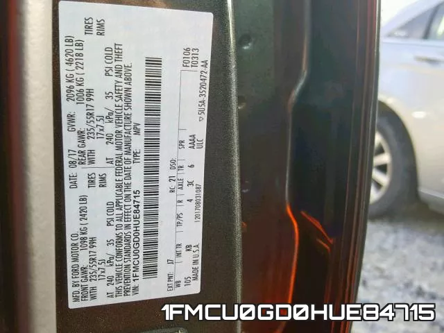 1FMCU0GD0HUE84715 фото 2