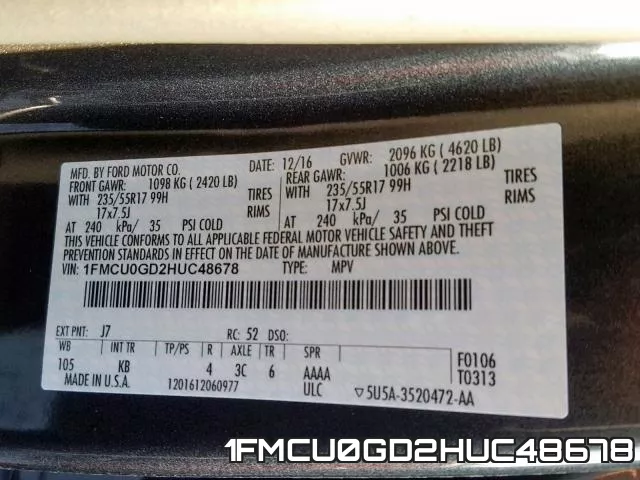 1FMCU0GD2HUC48678 фото 2