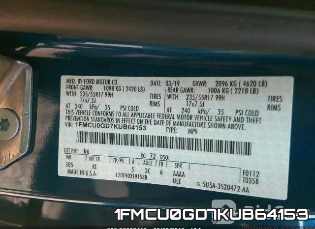 1FMCU0GD7KUB64153 фото 10