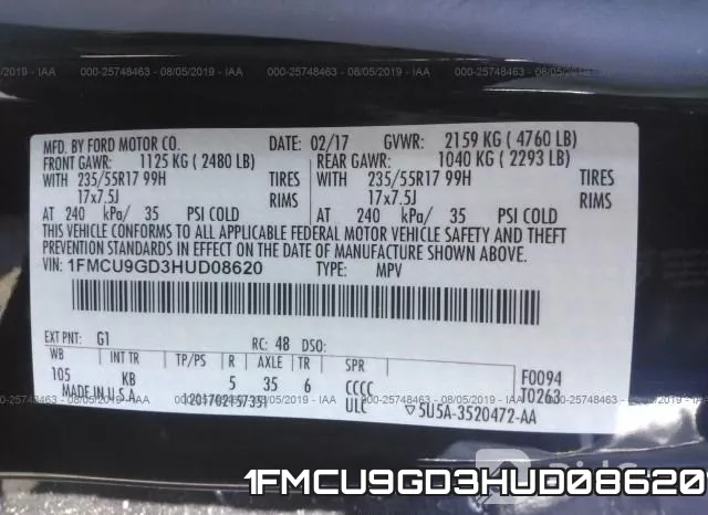 1FMCU9GD3HUD08620 фото 10