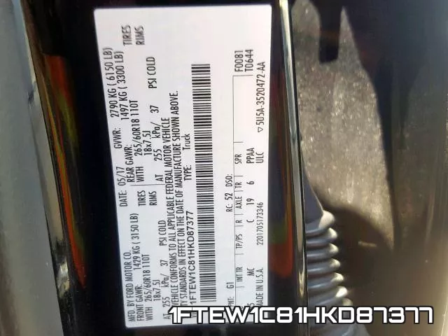 1FTEW1C81HKD87377 фото 2