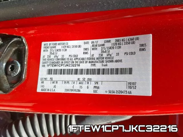 1FTEW1CP7JKC32216 фото 2