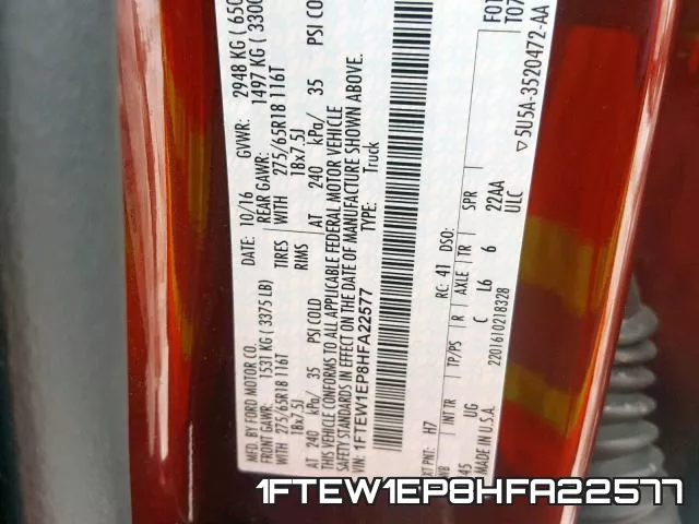 1FTEW1EP8HFA22577 фото 2