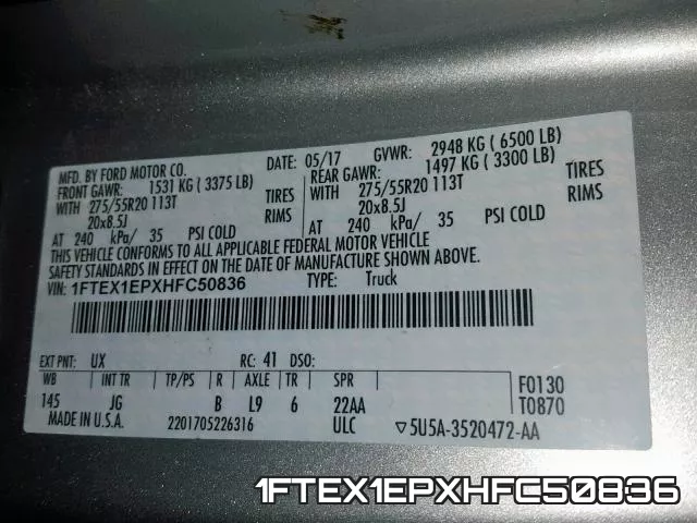 1FTEX1EPXHFC50836 фото 2