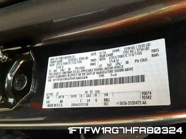 1FTFW1RG7HFA80324 фото 2