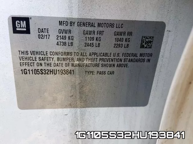 1G1105S32HU193841 фото 2