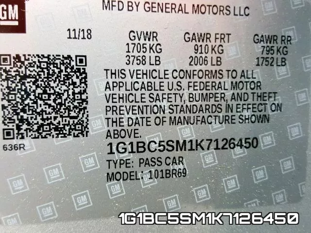 1G1BC5SM1K7126450 фото 2