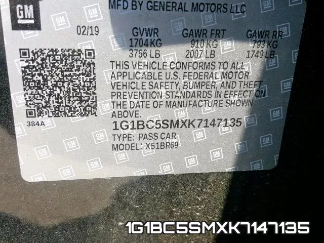 1G1BC5SMXK7147135 фото 2