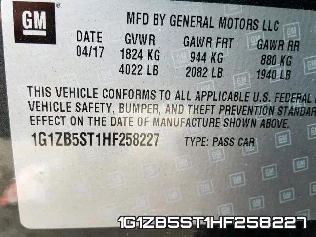 1G1ZB5ST1HF258227 фото 2
