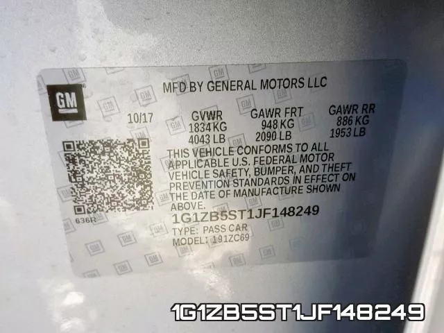 1G1ZB5ST1JF148249 фото 2
