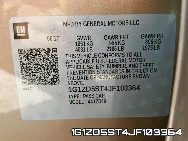 1G1ZD5ST4JF103364 фото 2